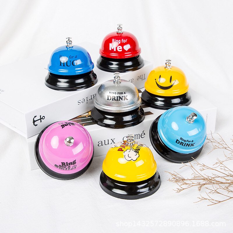 CHUÔNG BẤM ĐẾ SẮT LOẠI 1 CÓ HỘP ĐỰNG ( Chữ và hình trên chuông sẽ thay đổi theo từng kiện hàng )