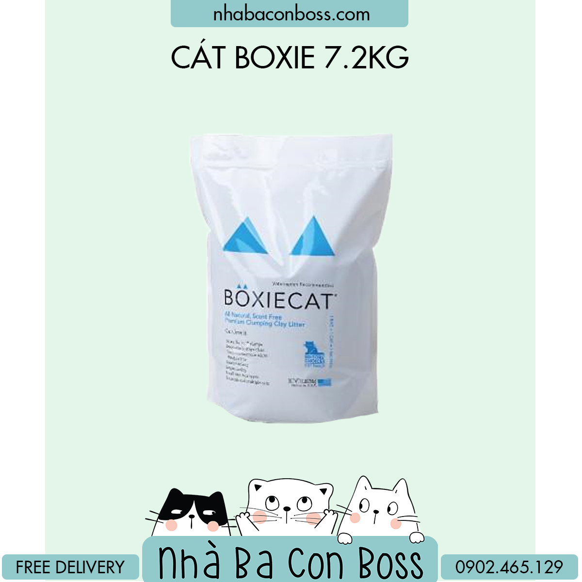 Cát vệ sinh cho mèo boxie bao 7.2kg