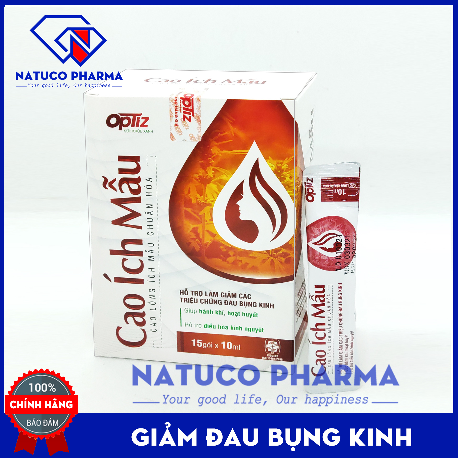 Cao Ích Mẫu - Hộp 15 gói - Thành phần 100% Ích mẫu tự nhiên - giúp điều hòa kinh nguyệt, giảm đau bụng kinh