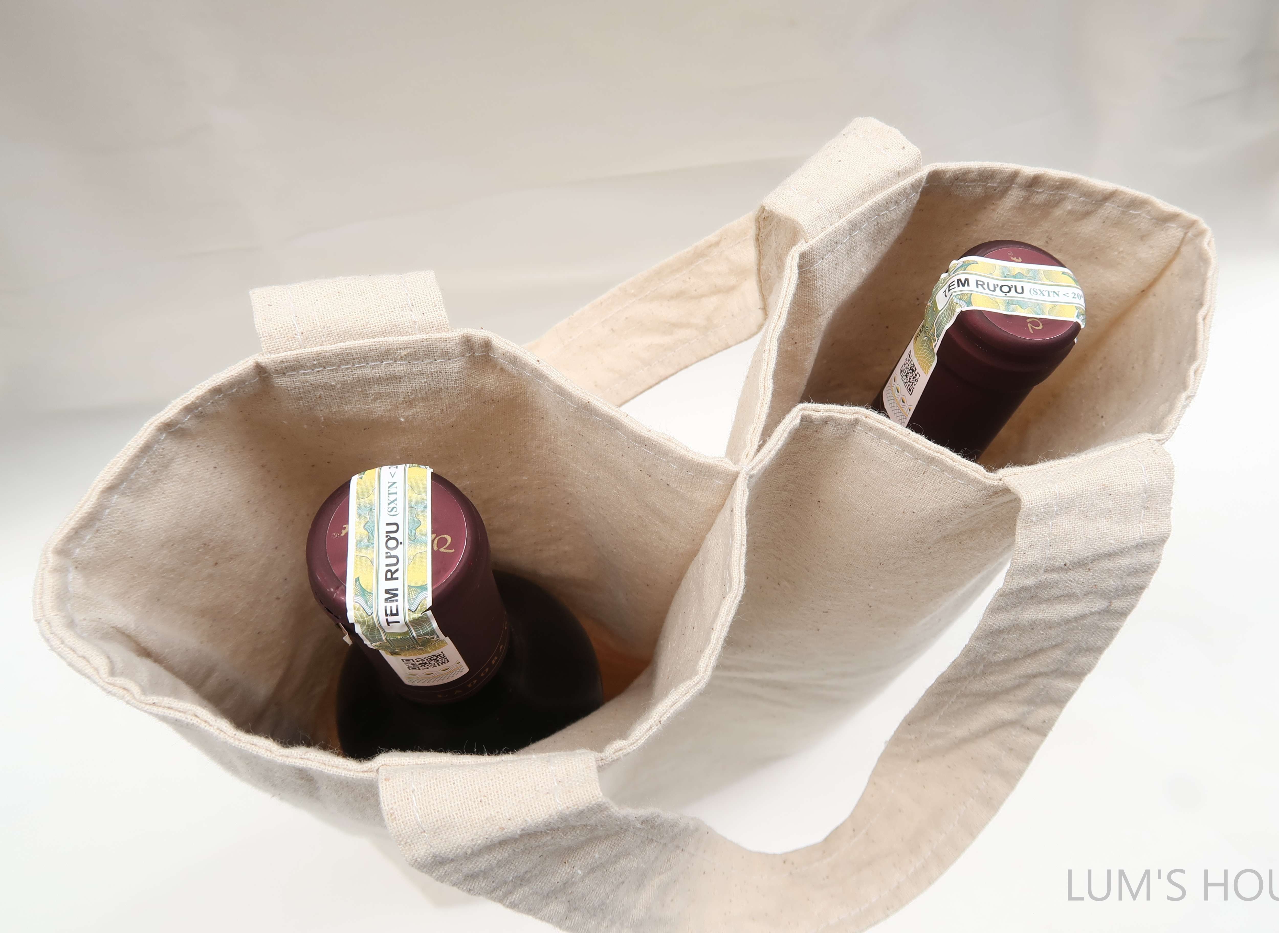 Sỉ TÚI VẢI mộc đựng rượu vang, đồ uống đôi