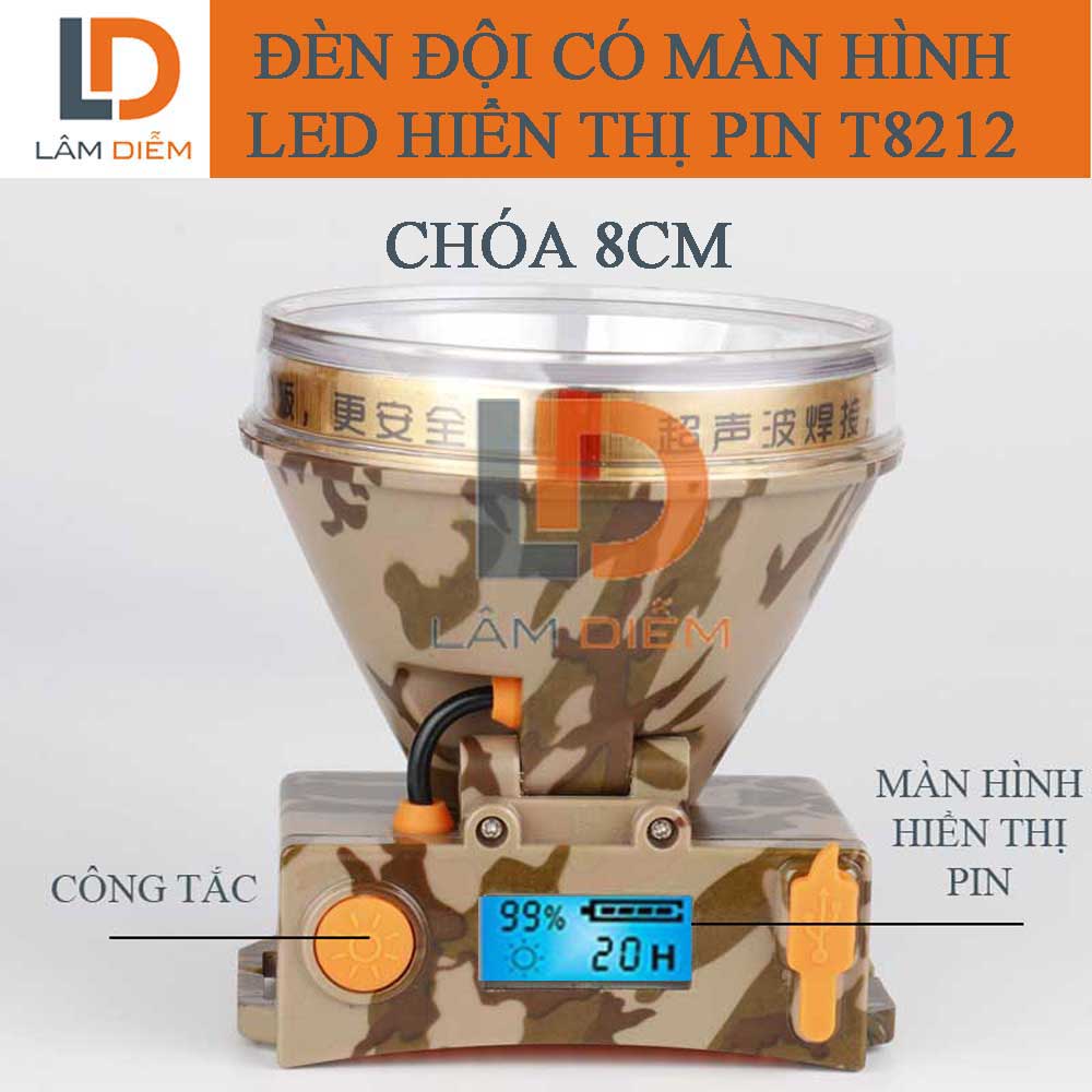 Đèn pin đội đầu siêu sáng đèn pin sạc đội đầu kín nước led siêu sáng pin trâu t8212 - t818