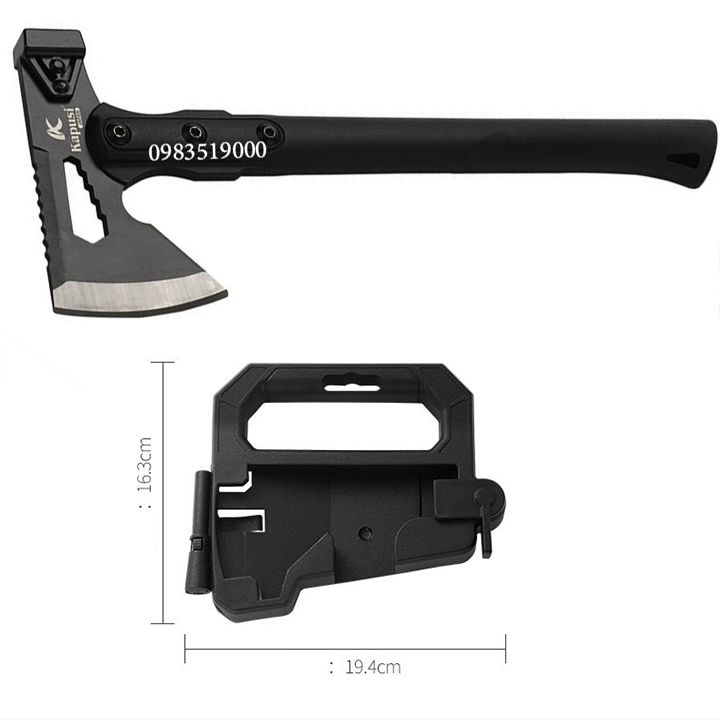 Búa rìu kapusi japan, rìu đa năng nhật bản 6 trong 1, đi phượt, chặt cây, đánh lửa, còi cứu sinh 370mm