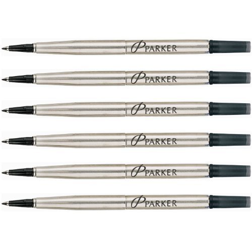 Gói 6 Cây Bút Bi Mực Parker Quink Nạp, Tốt 0.5Mm & Điểm Trung Bình 0.7Mm, Mực Đen