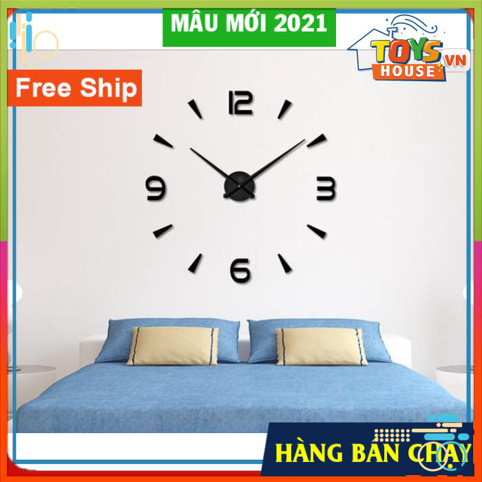 Đồng hồ dán tường diy - đồng hồ treo tường 3d nổi trên tường khoảng 0.5cm - mã dh282- đủ 3 màu đen - vàng- bạc