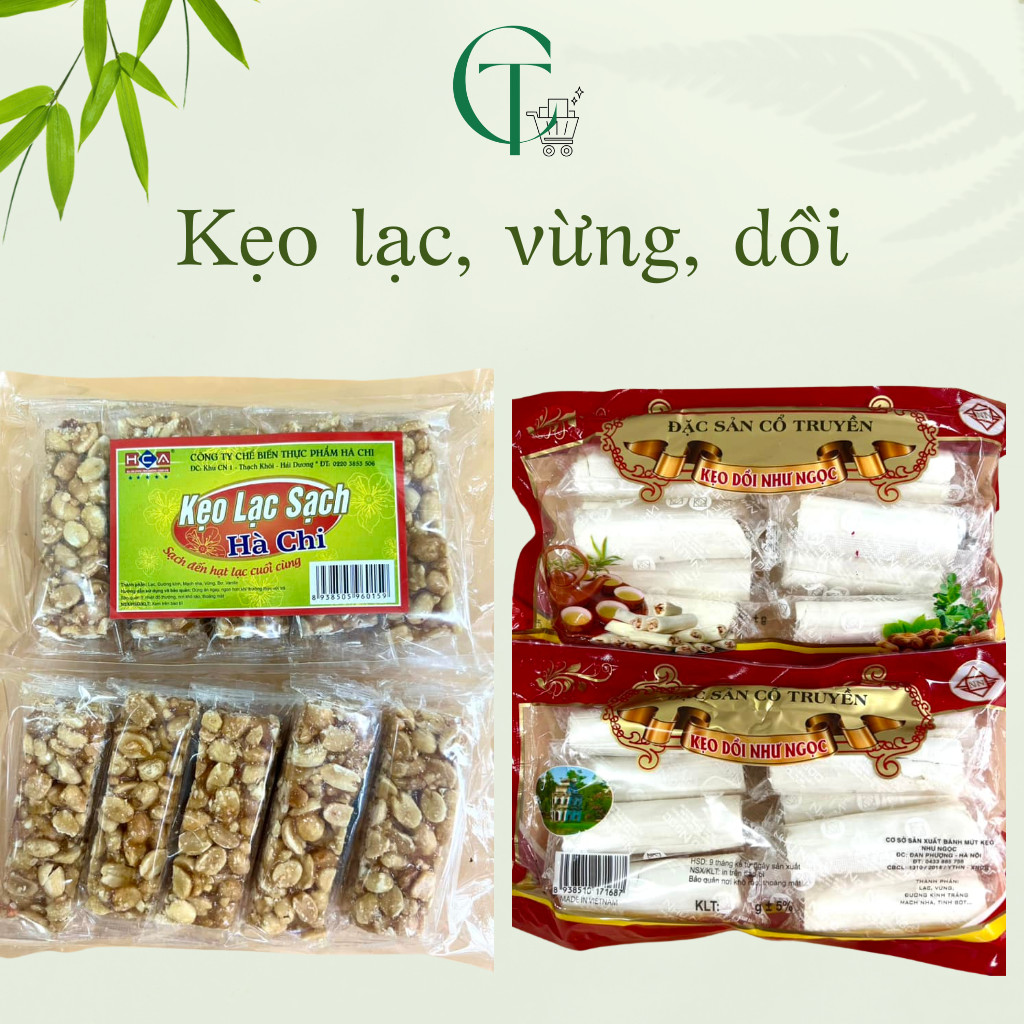 Những gói kẹo lạc, dồi, vừng dân dã vị truyền thống