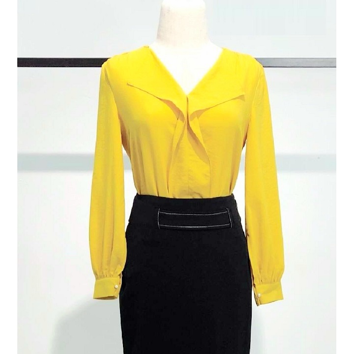 Bán Lẻ Giá Sỉ. Áo Sơ Mi Công Sở Kiểu Nữ Tay Dài, Ngực Bèo Lá 2 bên bản to