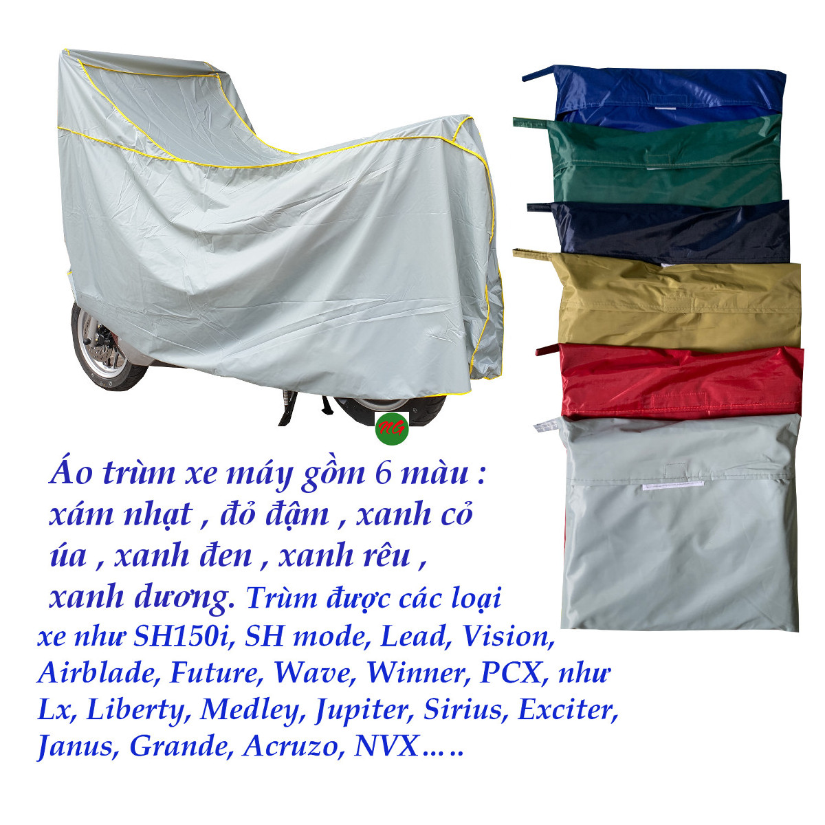 Áo trùm xe máy Bạt phủ xe máy vải dù cỡ lớn với 6 màu dùng cho nhiều loại xe máy