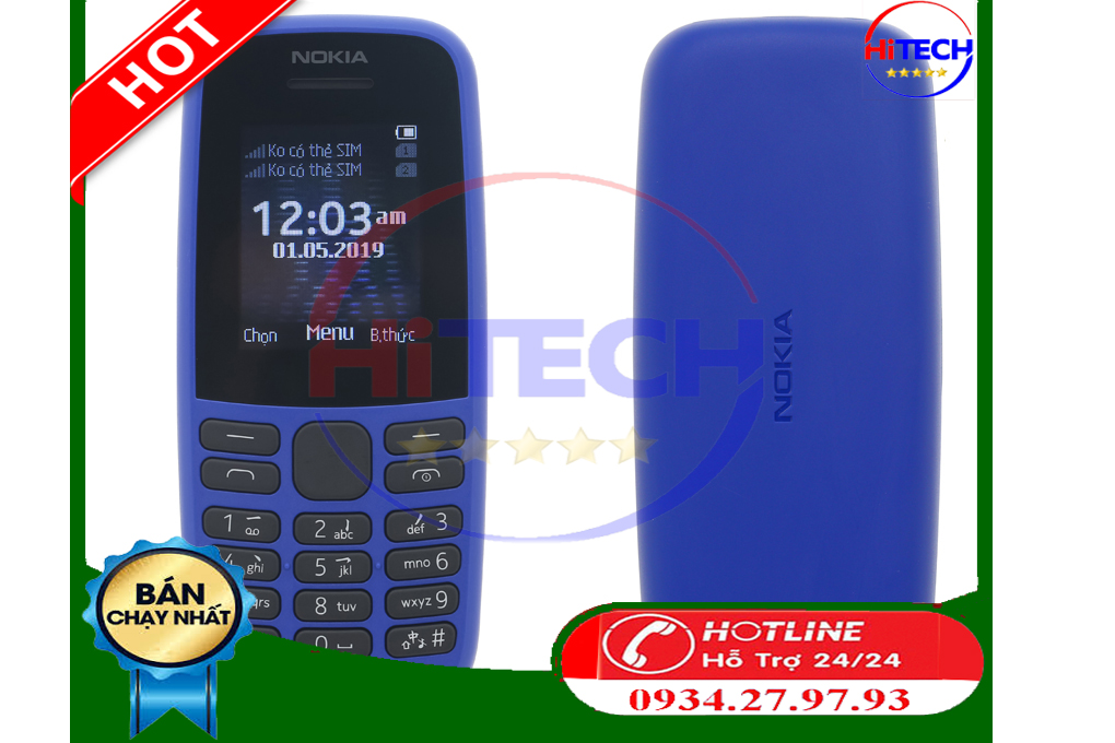 Nokia 105 1 sim và 2 sim đầy đủ phụ kiện, giá cực tốt