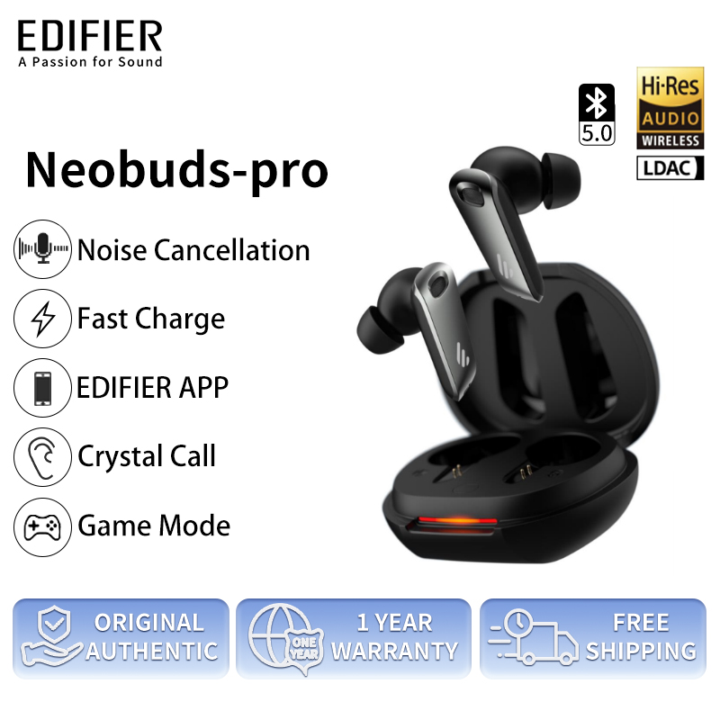 Tai nghe Edifier Neobuds Pro Bluetooth 5.0 Xịn Pin siêu trâu Giảm tiếng ồn chủ động Micro hát karaoke Nhét tai không dây Gamming LED Headphone Hi-Res Audio Edifier APP