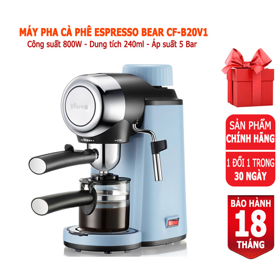  Máy Pha Cafe Cho Nhà Hàng Cửa Hàng Cà Phê Gia Đình Chính Hãng - Máy Pha Cà Phê Tự Động Bear CF-B02V1 - Pha Espresso Americano Cappuccino Mocha Latte Công Suất 800W Giúp Đánh Bọt Sữa Đạt Chuẩn Và Cho Ra Hương Vị Cà Phê Đậm Đà. 