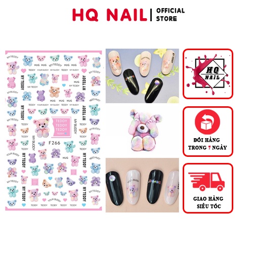 Stick gấu teddy hug cực xinh mẫu hình dán móng đẹp 2021
