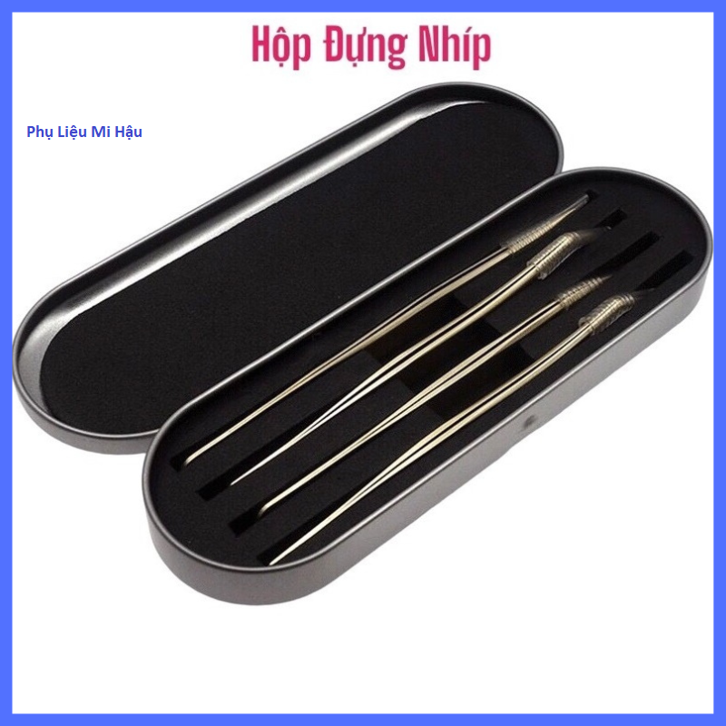 Hộp đựng nhíp nối mi_hộp thiếc đựng nhíp nối mi,hộp đựng kìm cắt móng nail_bóp để nhíp_dụng cụ nối mi_bao da đựng nhíp nối mi