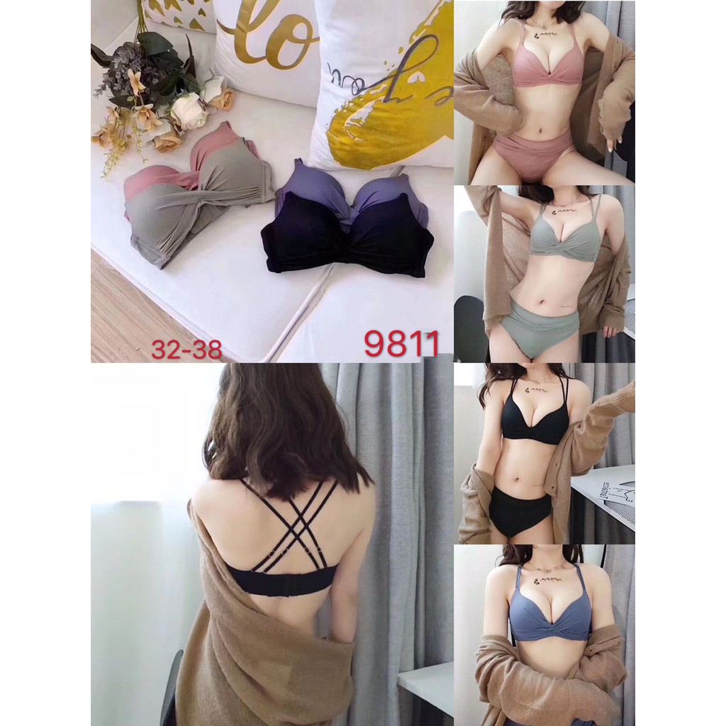 { FreeShip-Chính Hãng MuJi -Mẫu mới nhất năm 2021 }Bộ quần +Áo lót 2 dây cup xoắn dễ thương