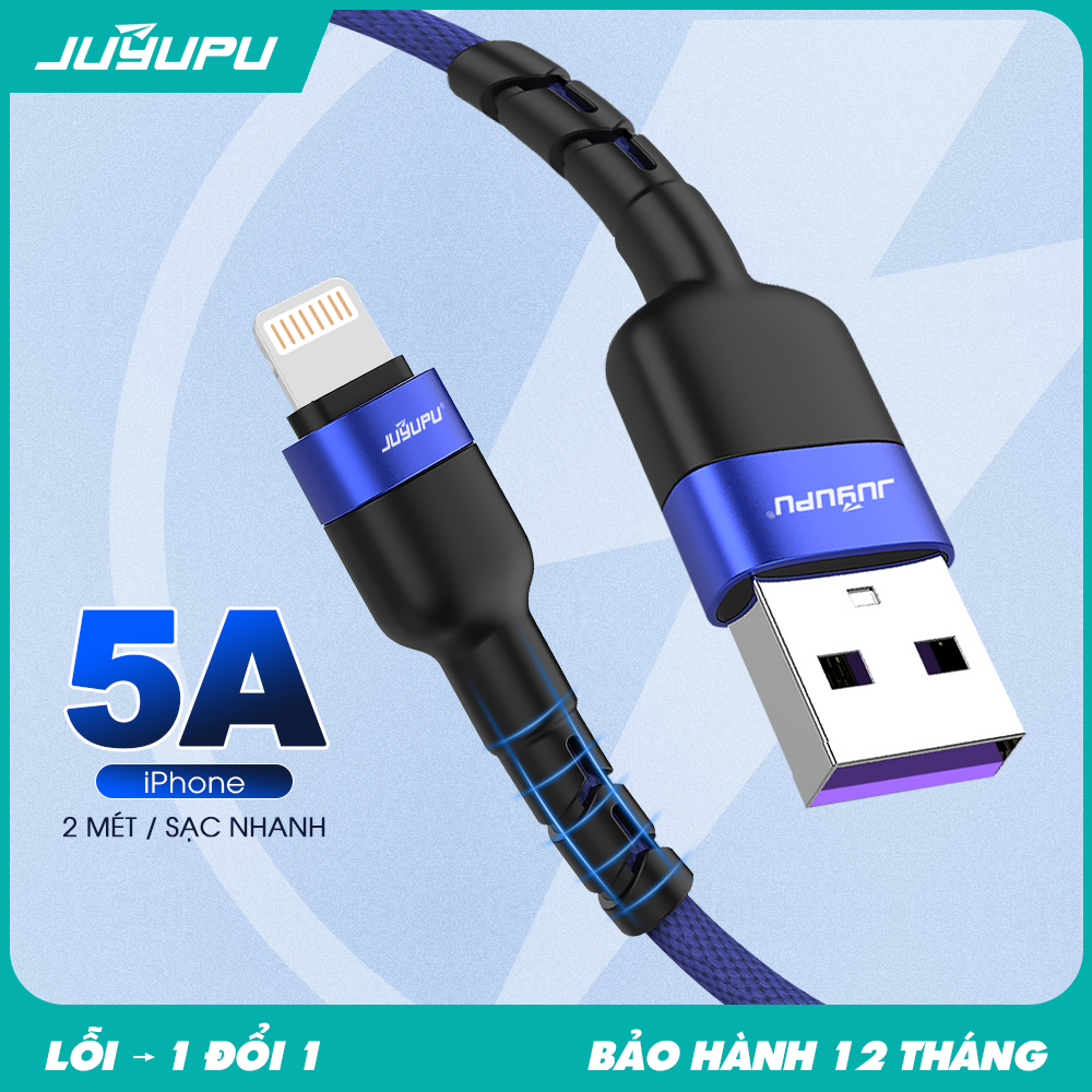 Dây sạc nhanh 5A bộc dù chống đứt chuôi sạc Ip Micro TypeC JUYUPU cao cấp chính hãng dành cho iPhone Samsung OPPO Vivo HUAWEI XIAOMi dây sạc