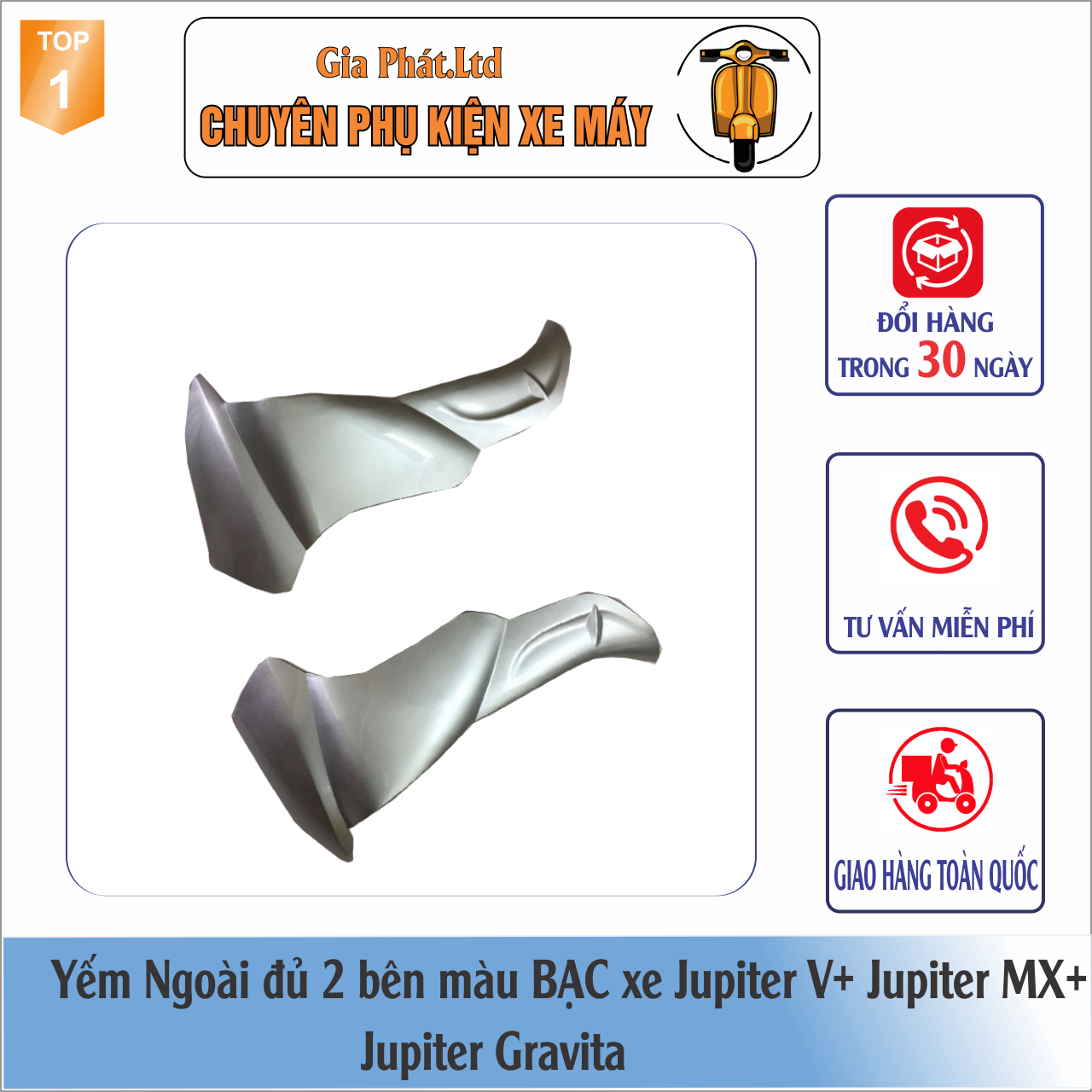 Yếm ngoài màu BẠC gắn xe Jupiter V+ Jupiter MX+ Jupiter Gravita nhựa ABS cao cấp