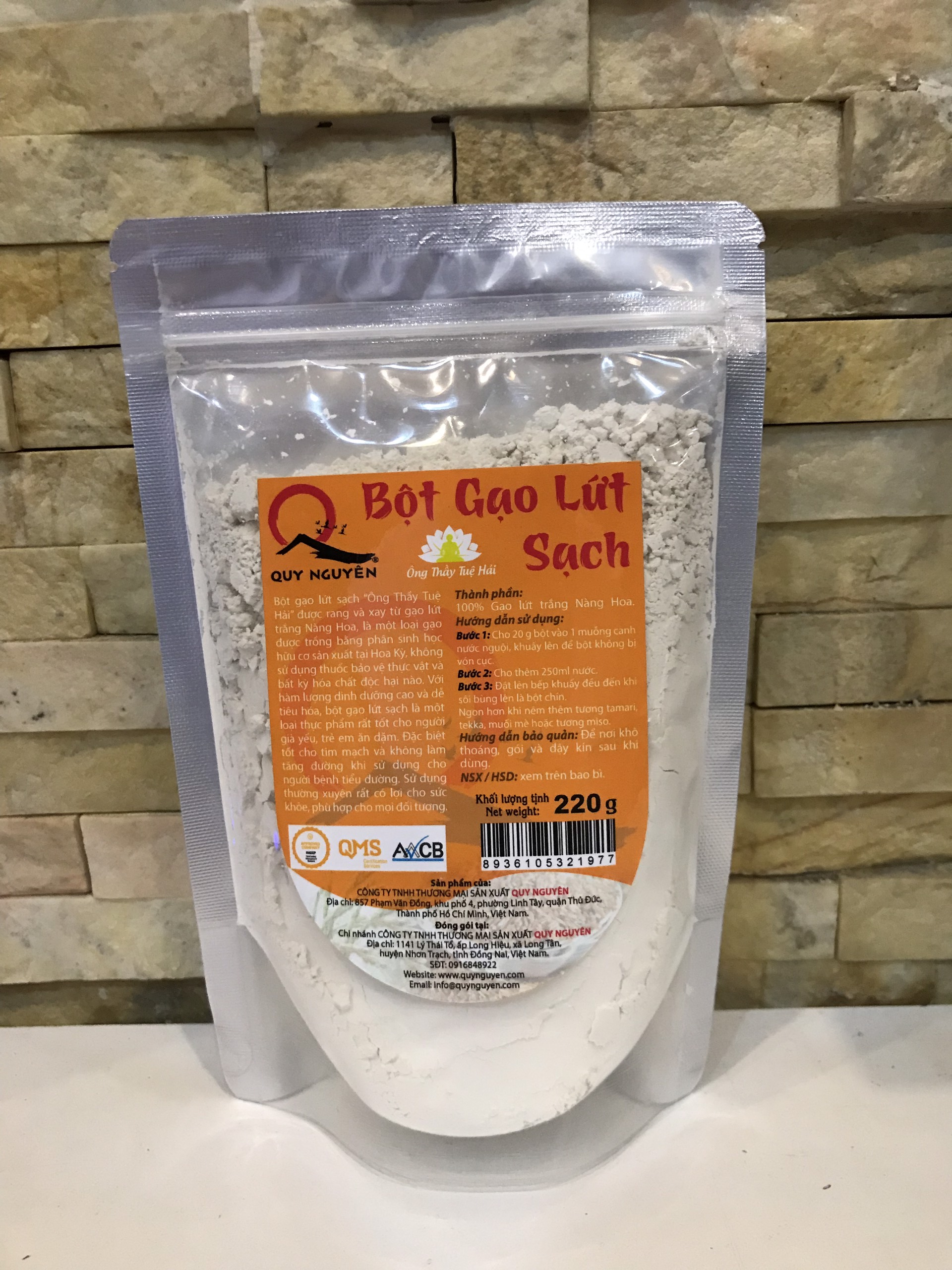 BỘT GẠO LỨT SẠCH QUY NGUYÊN GÓI 220GRAM