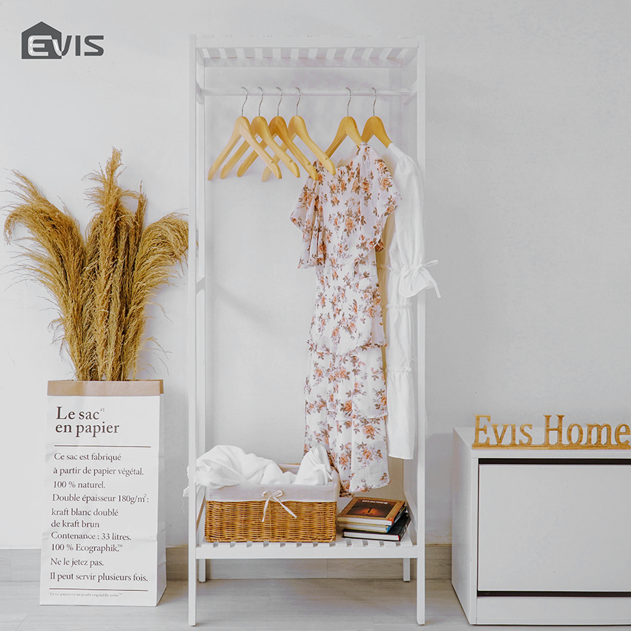 Tủ treo quần áo gỗ thông evis home 1 ngăn - kệ gỗ giá treo đồ thông minh - có 2 màu sắc để lựa chọn