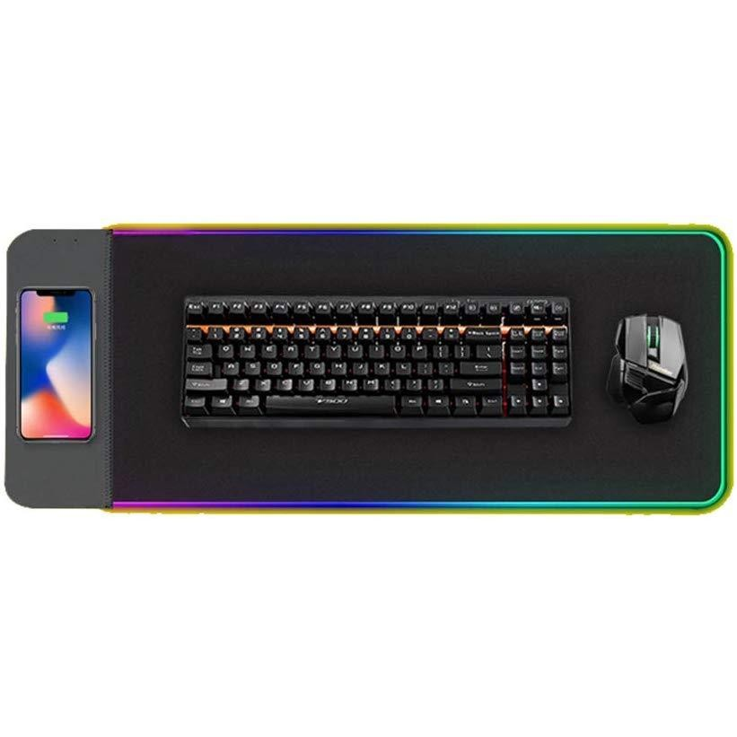 Tấm Lót Chuột Bàn Di Chuột Led Rgb 80X30 Kiêm Sạc Không Dây Cho Điện Thoại -Dc3973