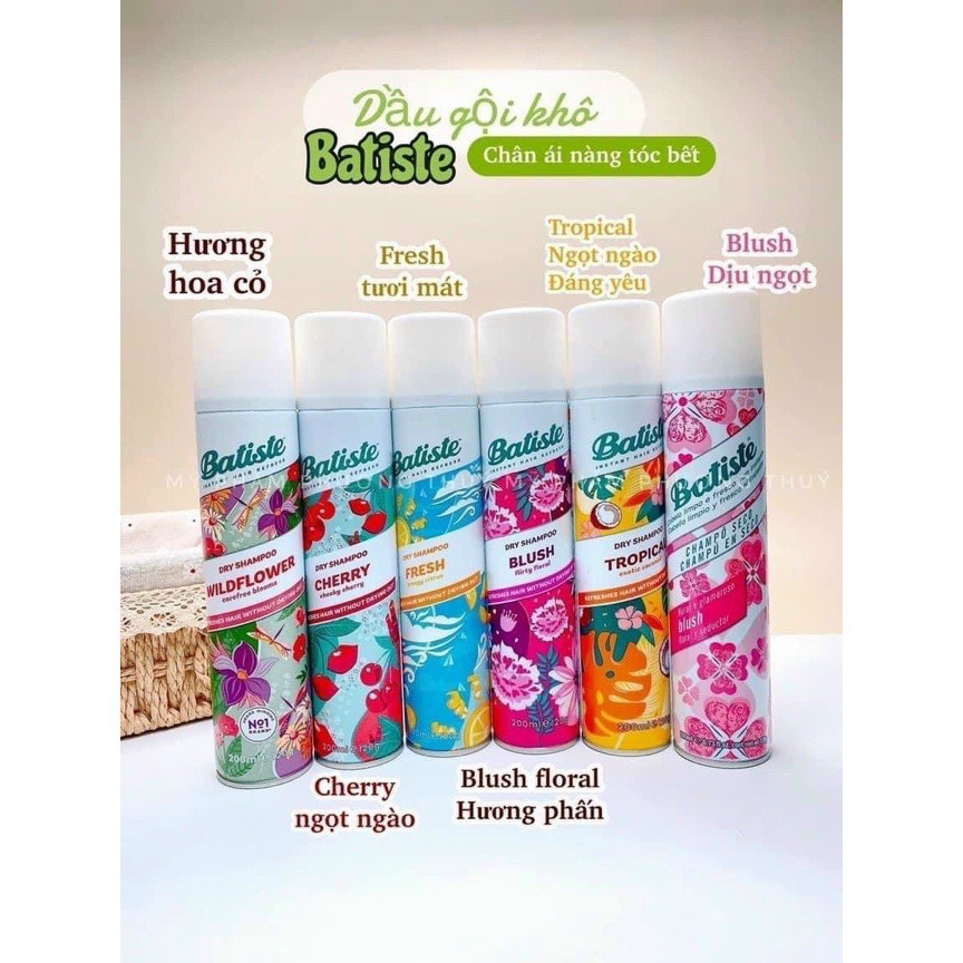 Dầu Gội Khô Batiste Dry Shampoo 200ml