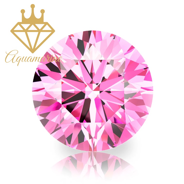 Kim cương nhân tạo Moissanite giác cắt tròn màu hồng