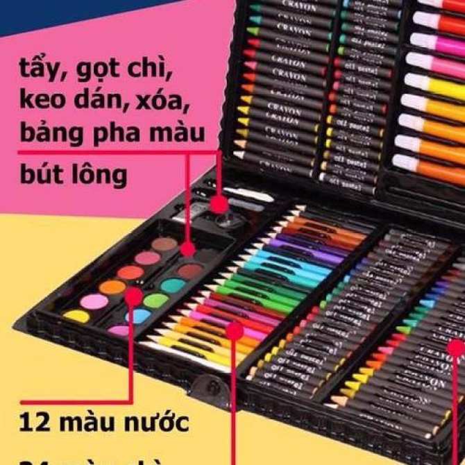 Hộp màu 150 chi tiết, bộ màu vẽ đa năng 150 màu, hộp bút chì màu, bút vẽ bộ màu vẽ đa năng cho bé