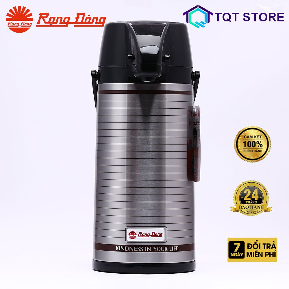 Phích nước cao cấp rạng đông 2,0 lít vỏ inox, giữ nhiệt nóng lạnh, pha trà thảo mộc, model: rd-2045 st3.e