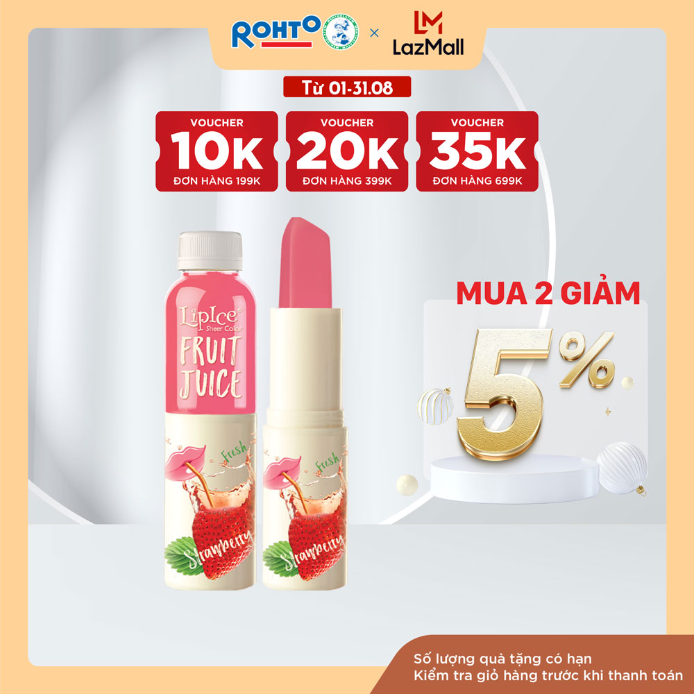 Son dưỡng có màu chiết xuất trái cây Lipice Sheer Color Fruit Juice 4g (Hồng Dâu Dịu Ngọt)