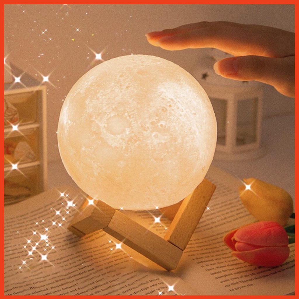 Đèn Ngủ Hình Mặt Trăng 3D 💖FREESHIP💖 Đèn LED để bàn trang trí nội thất độc đáo làm quà sinh nhật siêu xinh