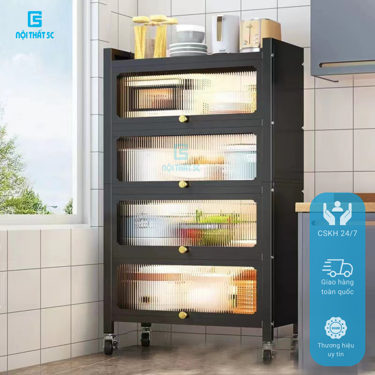 Kể bếp đa năng , tủ bếp để đồ nhà bếp có cánh cửa nhiều tầng, kệ để lò vi sóng, lò nướng chén bát 2 -3-4 tầng chống bụi bẩn an toàn
