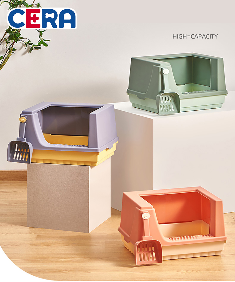 Khay cát vệ sinh mèo vuông thành cao - khay cát 014