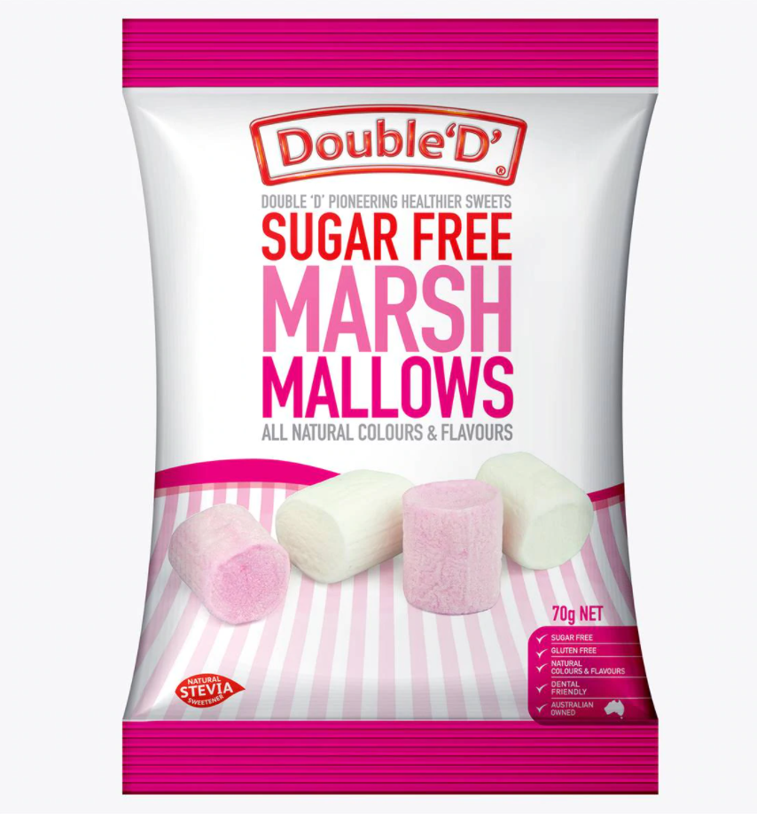 Kẹo Marshmallows không đường Double D Marshmallows Sugar Free 70g
