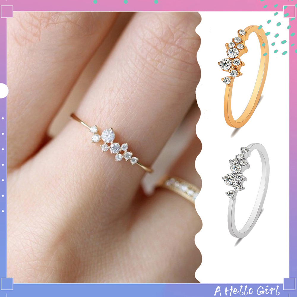 A HELLO GIRL JEWELRY Nhẫn kim cương đơn giản Hàn Quốc dành cho nữ Nhẫn ngón trỏ tinh tế