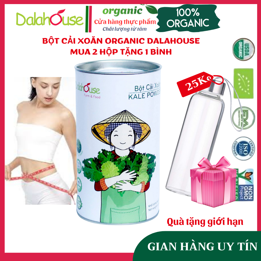 Bột Cải Xoăn - Cải Kale Dalahouse - Cải Kale Hữu Cơ Sấy Lạnh Dalahouse - Lon 120g