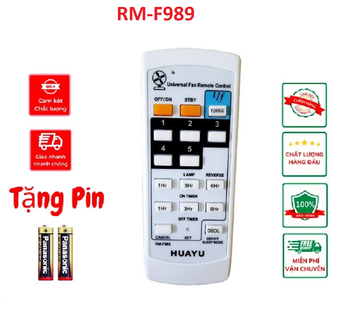 Điều khiển quạt đa năng RM-F989 , điều khiển được gần như hết tất cả các loại quạt hiện nay.Bảo hành 6 tháng.Tặng pin AA