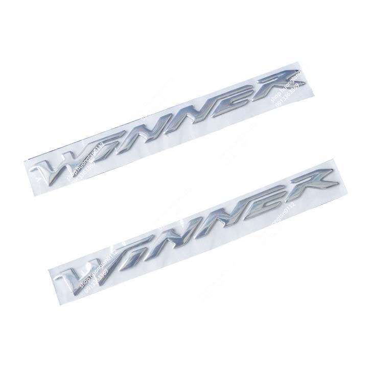 Tem chữ nổi xe máy Winner dính 3M màu bạc, vàng, đỏ giá 1 bộ 2 cái