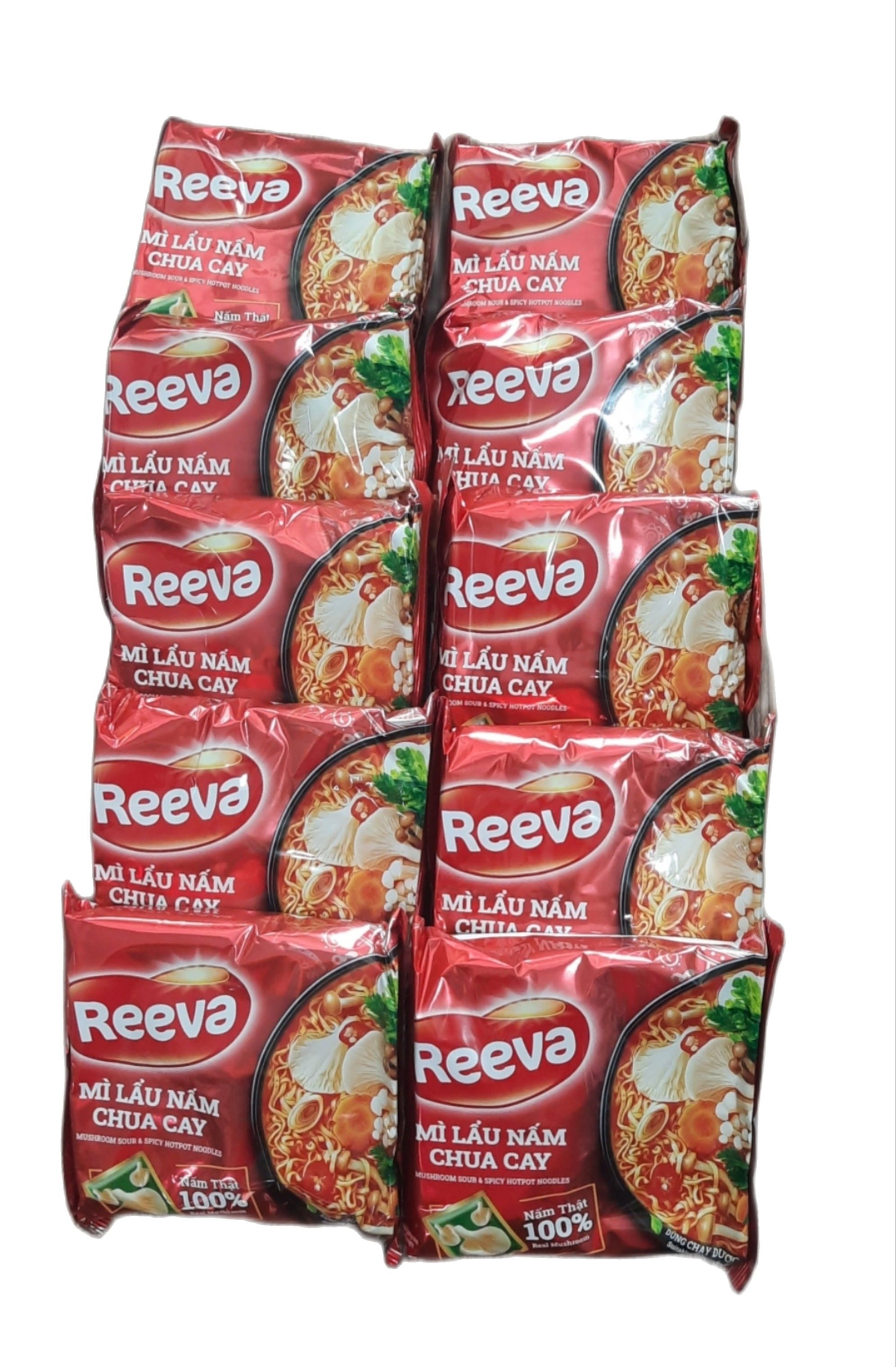 Combo 6 gói Mì Reeva Chay Lẩu Nấm Chua Cay nấm thật 100%