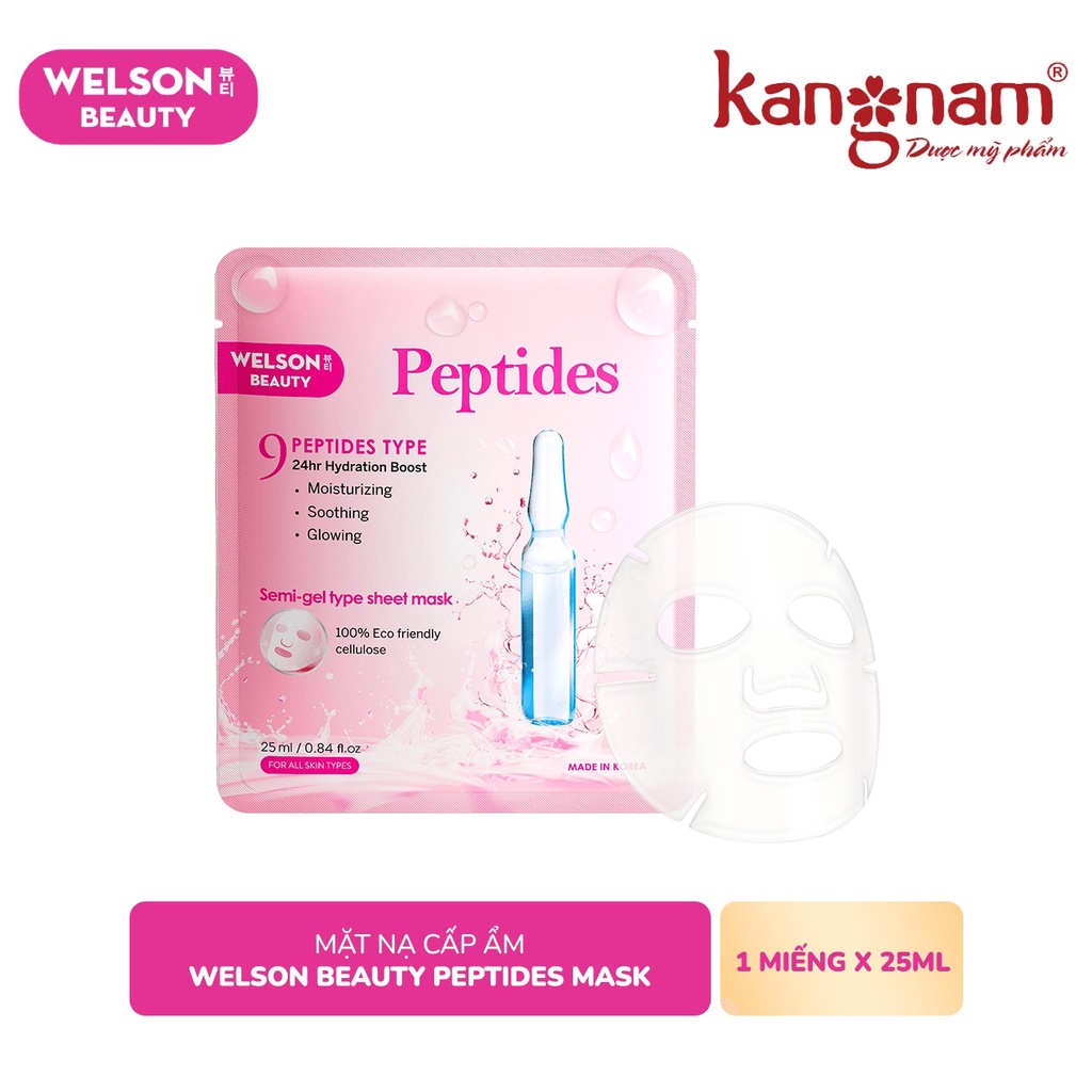 1 miếng Mặt Nạ Cấp Ẩm Welson Beauty Peptides Hộp 1 miếng