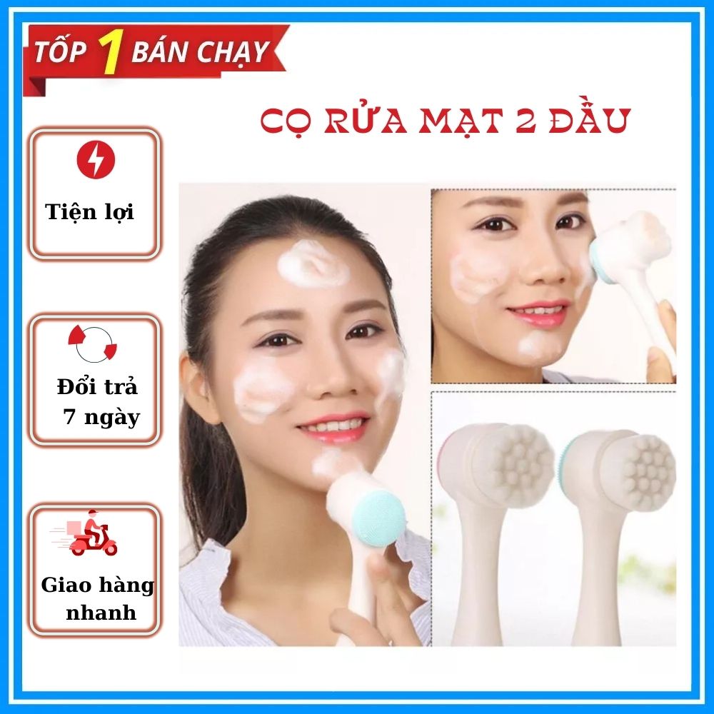 Cọ rửa mặt 2 đầu chải-Cọ rửa mặt cầm tay làm sạch da 2 trong 1