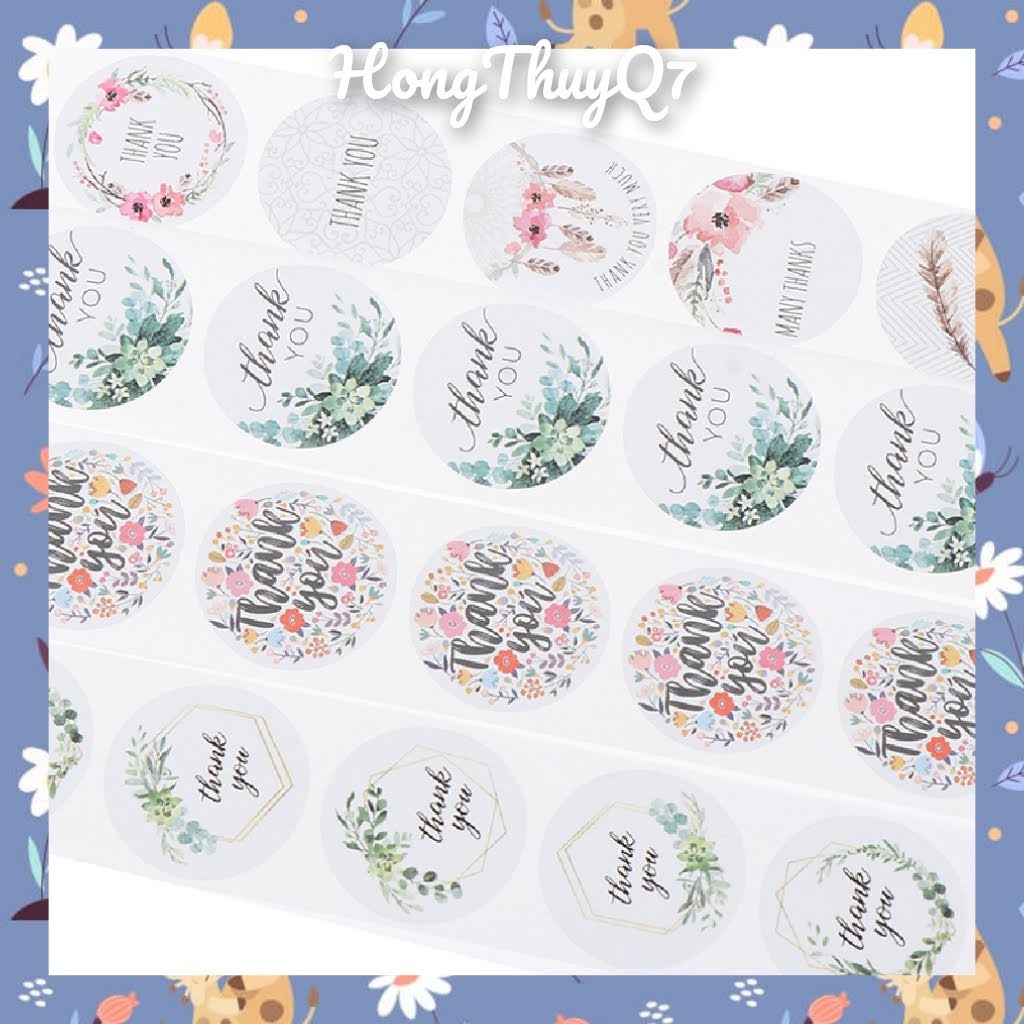 Nhãn dán Cảm Ơn, Thank You hoa lá trang trí hoa, đồ làm thủ công, quà tặng, hộp bánh, mứt Tết /1.15.- HongThuyQ7