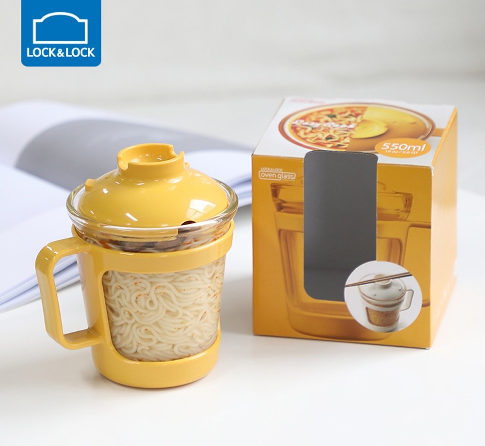 Ly úp mỳ nấu mỳ thủy tinh chịu nhiệt lock&lock easy cook ramen cup 550ml llg480