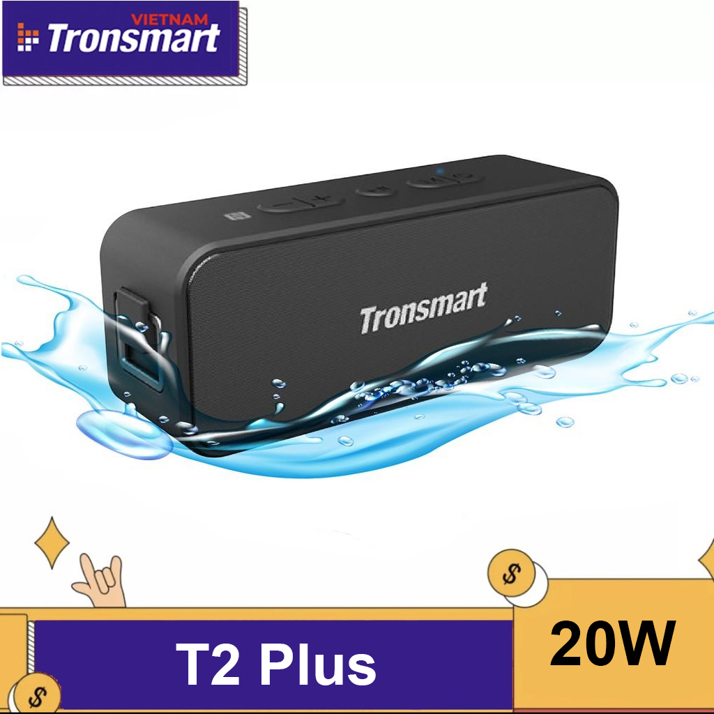 Loa Bluetooth Tronsmart Element T2 Plus Bluetooth 5.0 IPX7 trống thấm nước ngoài trời, với 20W chơi nhạc lên đến 24 giờ, thích hợp dùng cho điện thoại máy tính bảng - BẢO HÀNH 12 THÁNG