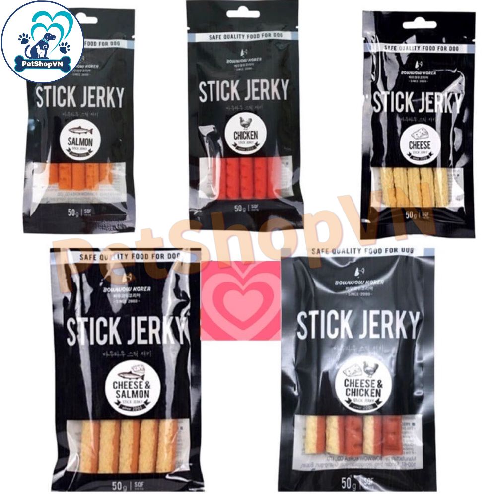 Bánh thưởng thịt que mềm cho chó bowwow túi 50g vị gà, phô mai & cá hồi