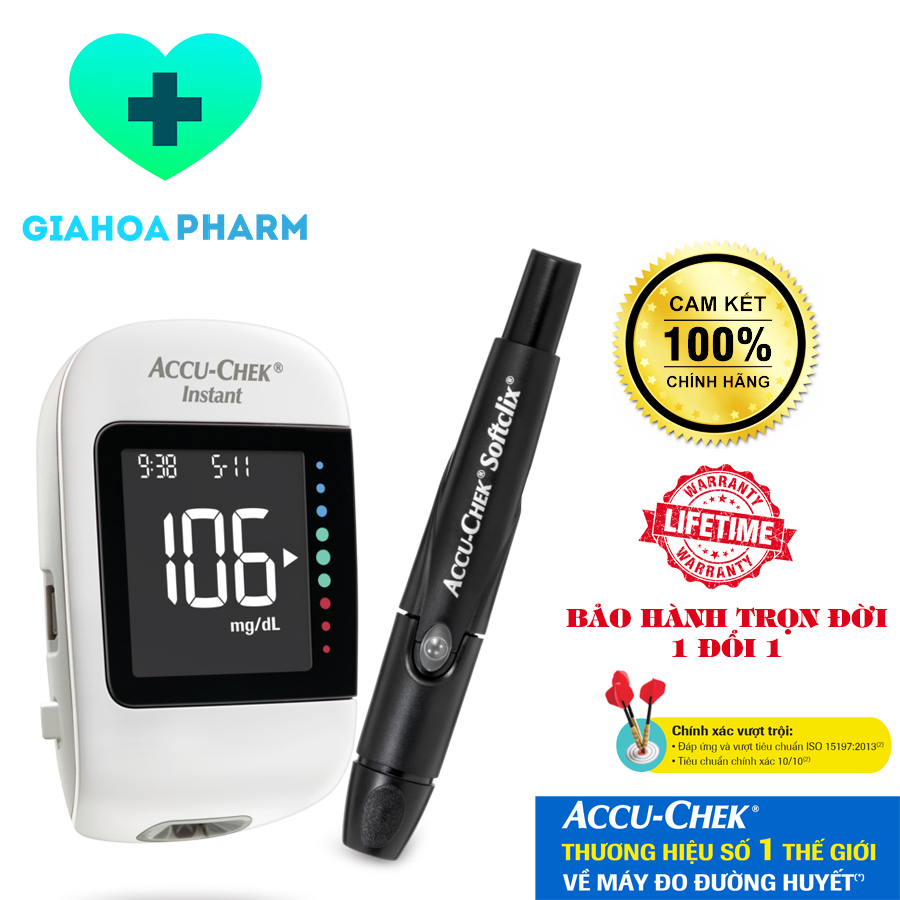 Máy đo đường huyết Accu Chek Instant mg/dl & Bút lấy máu Softclix