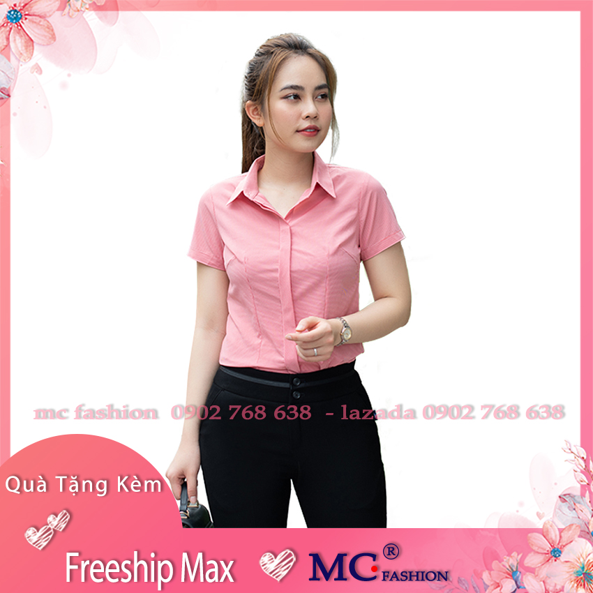 Áo Sơ Mi Nữ Kẻ Sọc Mc Fashion, Tay Ngắn Cộc, Họa Tiết Caro A645, Hồng, Cam, Xanh, Nâu Đẹp, Dáng Công Sở