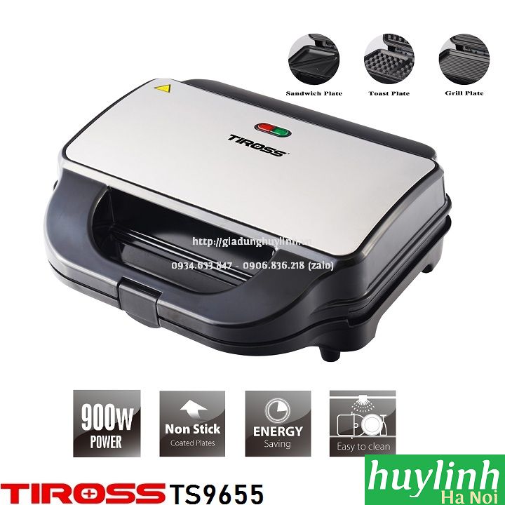 Máy nướng bánh sandwich 3 trong 1 Tiross TS9655 - 900W