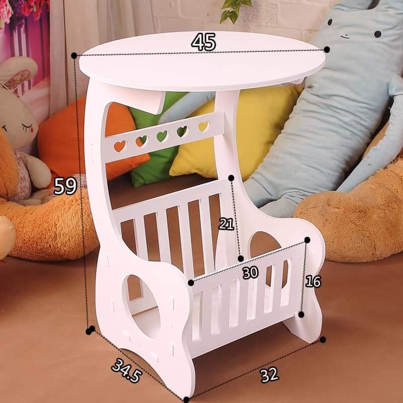 Bàn tròn có kệ để sách cao cấp, bàn để sách đầu giường độc đáo