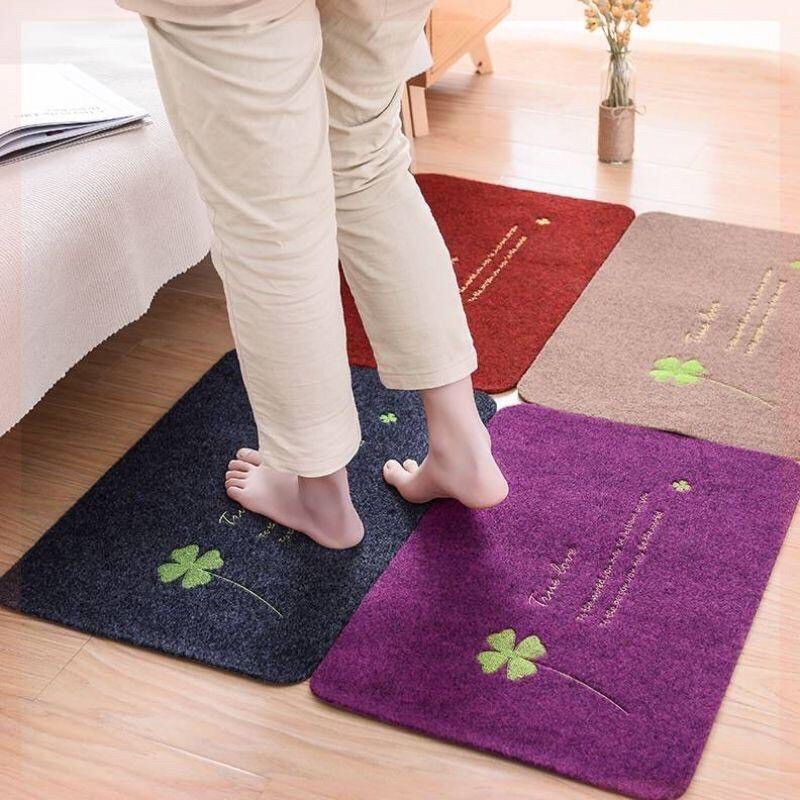 Thảm lau chân hình cỏ 4 lá siêu đẹp - thảm chùi chân phòng khách nhà tắm chống trơn trượt siêu thấm hút có thể giặt bằng máy