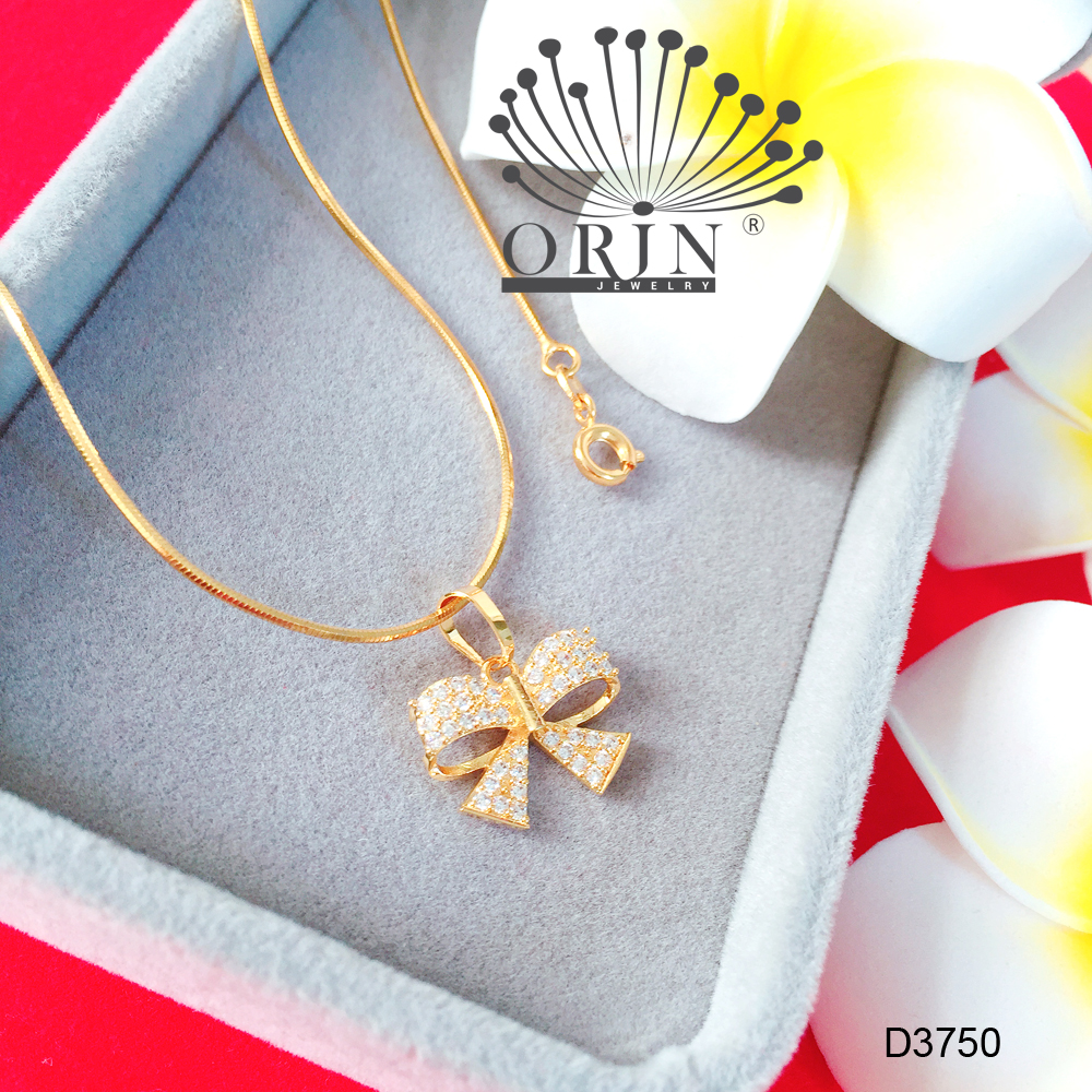 Dây chuyền mặt nơ đính đá dạng dây mì cao cấp Orin D3750  đẳng cấp