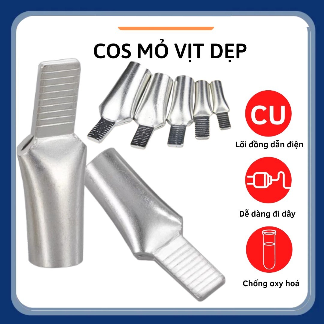 Cos mỏ vịt dẹp túi 10c; đầu cos mỏ vịt dẹt;cos trần bấm dây