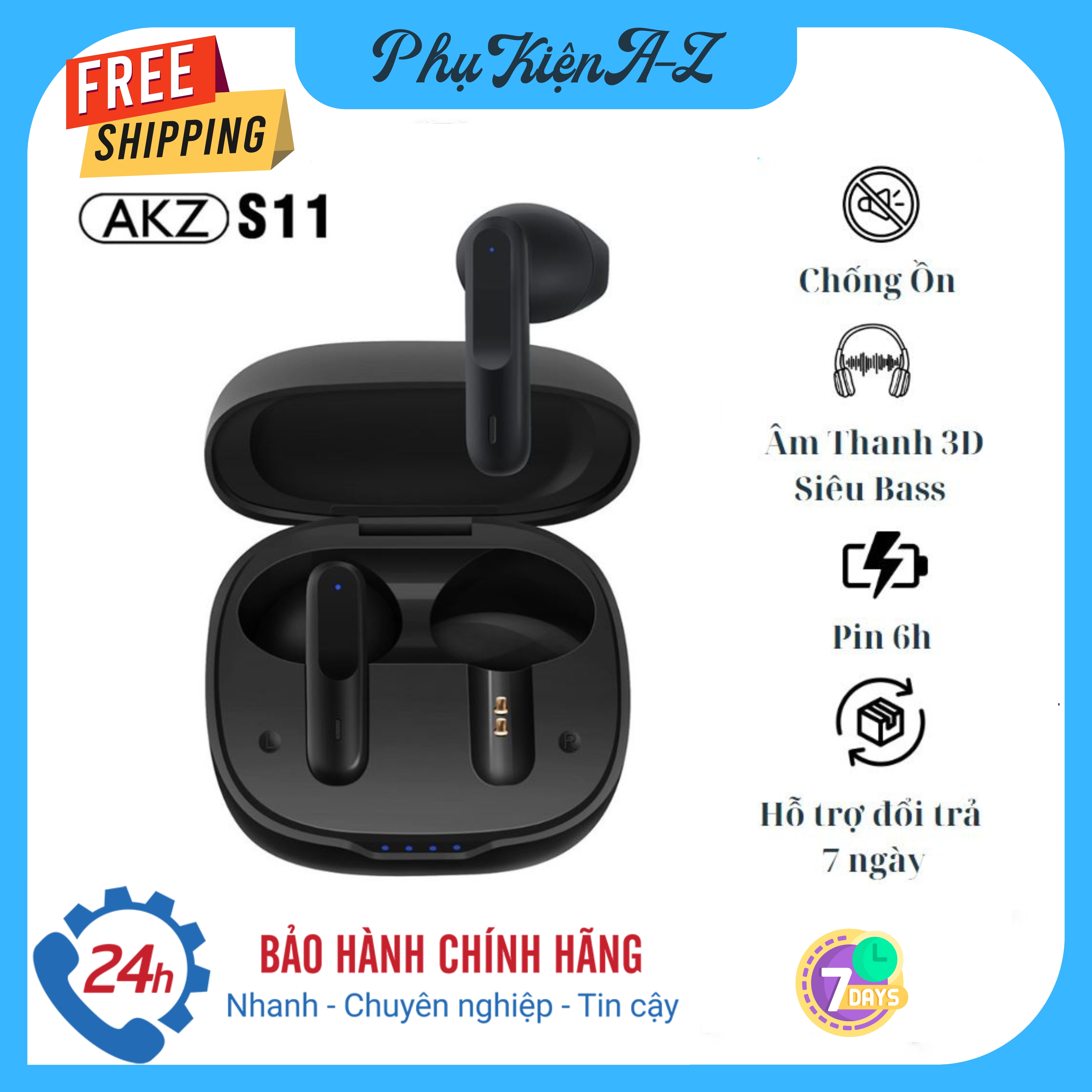 Tai Nghe Bluetooth 5.1 S11 TWS Phiên Bản Mới 2023, Pin Trâu 5H , Hộp Sạc 32H , Kết Nối Bluetooth 5.0 , Âm Thanh Cực Hay, Cảm Ứng Chạm , Kháng Nước IPX5 , Hỗ Trợ Android & IOS